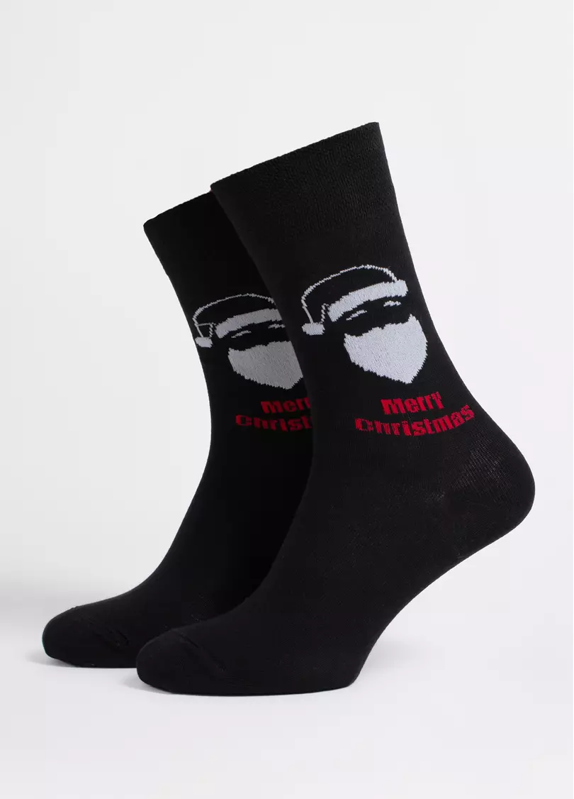 Мужские новогодние носки MS3 NEW YEAR 2603 black (черный)