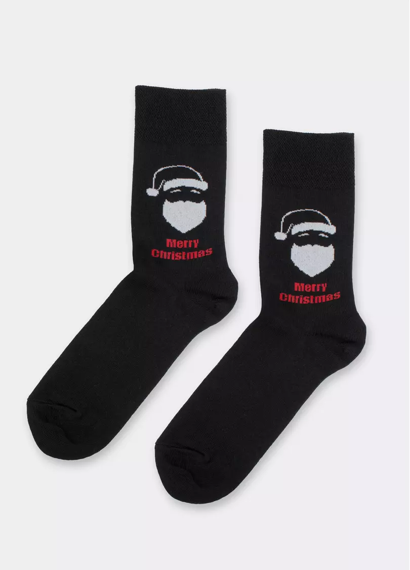 Мужские новогодние носки MS3 NEW YEAR 2603 black (черный)