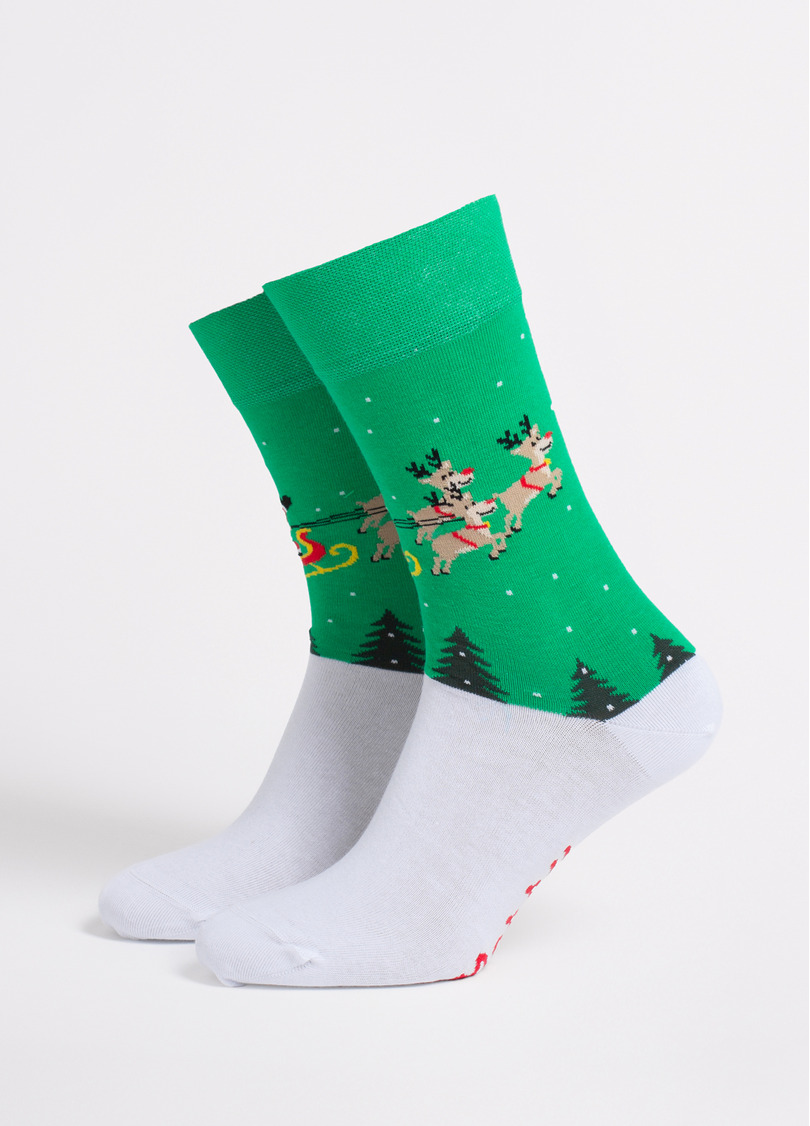 Мужские носки новогодние MS3 NEW YEAR 2606 green (зеленый)