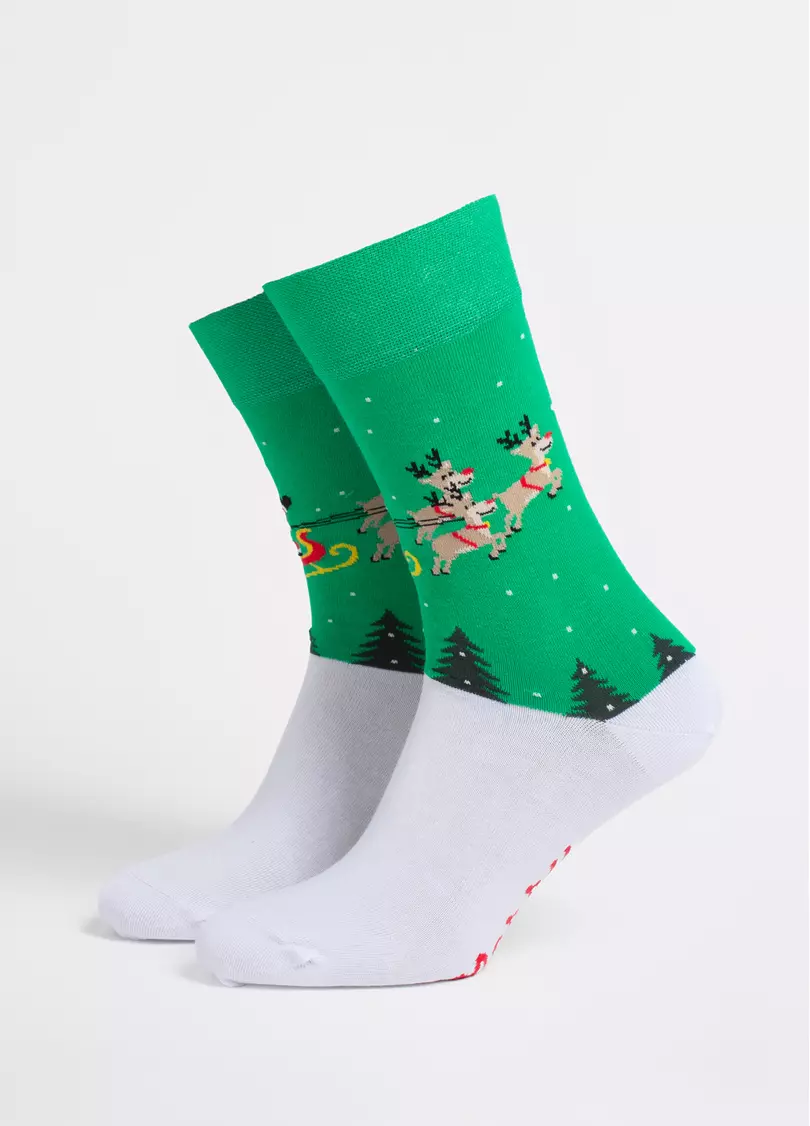 Чоловічі шкарпетки новорічні MS3 NEW YEAR 2606 green (зелений)
