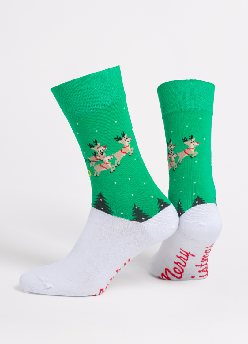 Мужские носки новогодние MS3 NEW YEAR 2606 green (зеленый)