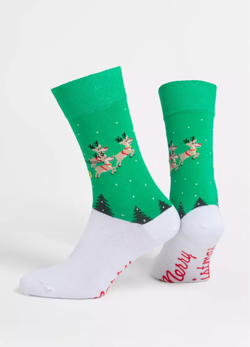 Чоловічі шкарпетки новорічні MS3 NEW YEAR 2606 green (зелений)