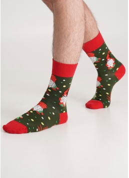 Мужские носки с рождественскими гномами MS3 NEW YEAR (F) 2402 khaki (зеленый)