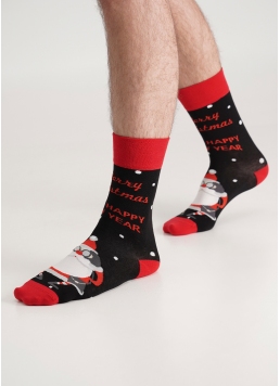 Чоловічі шкарпетки з Санта Клаусом MS3 NEW YEAR (F) 2404 black (чорний)