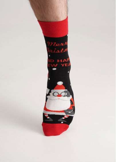 Чоловічі шкарпетки з Санта Клаусом MS3 NEW YEAR (F) 2404 black (чорний)