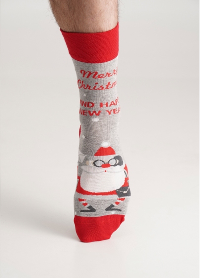 Мужские носки с Санта Клаусом MS3 NEW YEAR (F) 2404 light grey melange (серый)