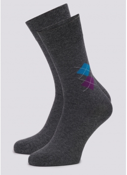 Высокие носки мужские хлопковые MS3 SOFT COMFORT 001 (M) [MS3M/Sl-001] dark grey melange (серый меланж)