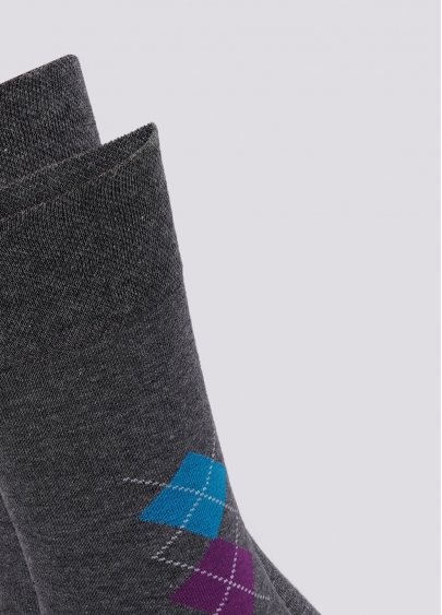 Высокие носки мужские хлопковые MS3 SOFT COMFORT 001 (M) [MS3M/Sl-001] dark grey melange (серый меланж)