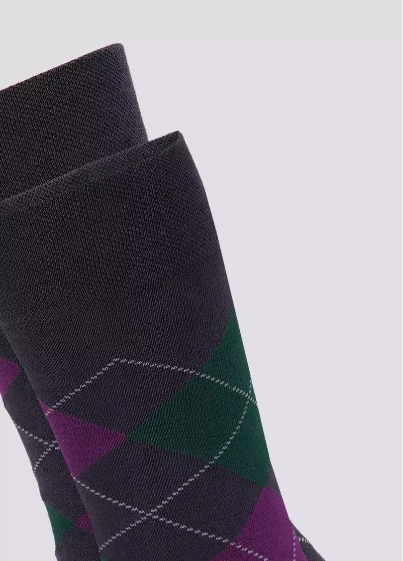 Мужские носки с геометрическим узором MS3 SOFT COMFORT 002 [MS3C/Sl-002] iron (серый)