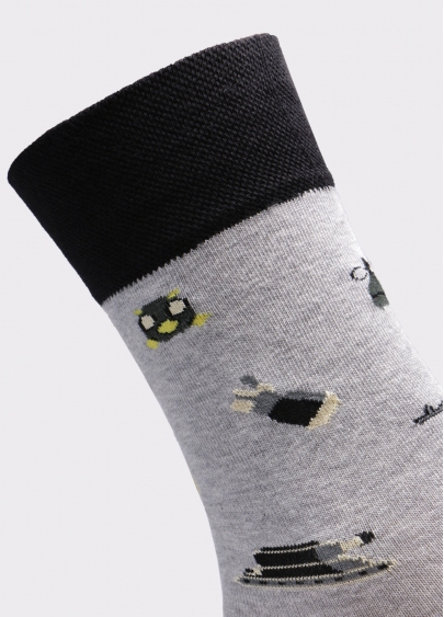 Чоловічі високі шкарпетки з малюнком MS3 SOFT FASHION 053 (пак х2)