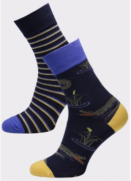 Чоловічі високі шкарпетки з малюнком MS3 SOFT FASHION 055 (пак х2)