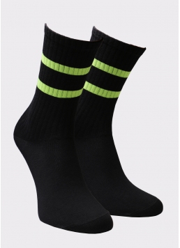Високі чоловічі шкарпетки MS3 SOFT NEON 002 black/yellow (чорний)