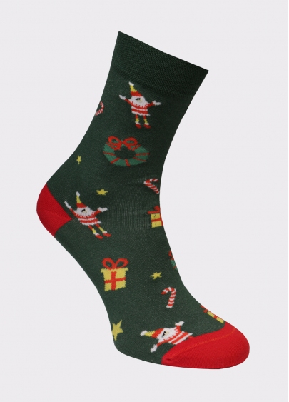 Чоловічі новорічні шкарпетки MS3 SOFT NEW YEAR 20-07 dark green (зелений)