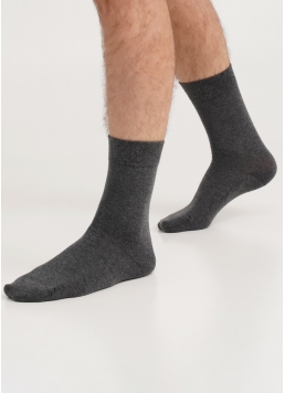 Однотонные мужские носки из хлопка высокие MS3 SOFT PREMIUM CLASSIC dark grey (серый)