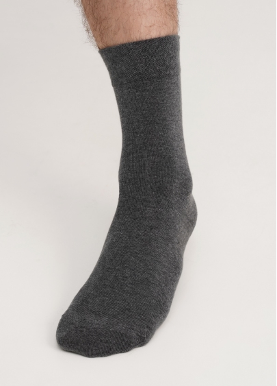 Однотонные мужские носки из хлопка высокие MS3 SOFT PREMIUM CLASSIC dark grey (серый)
