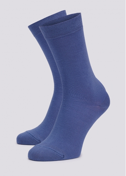 Однотонные мужские носки из хлопка высокие MS3 SOFT PREMIUM CLASSIC jeans (синий)