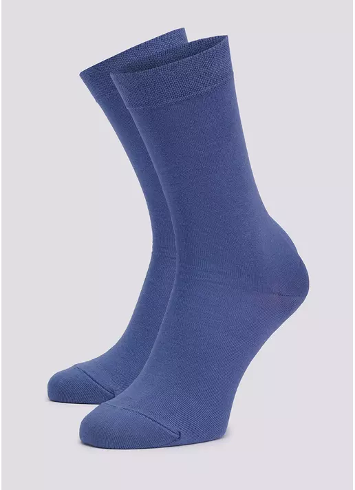 Однотонні чоловічі шкарпетки з бавовни високі MS3 SOFT PREMIUM CLASSIC jeans (синій)
