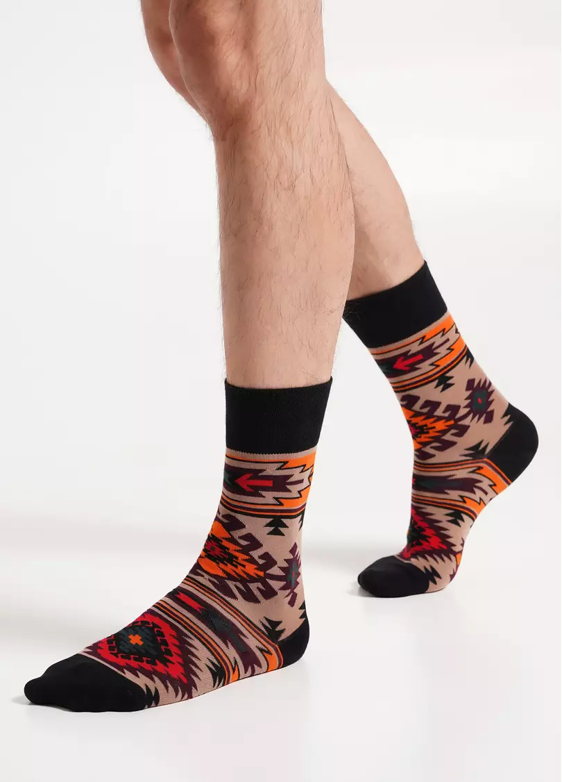 Мужские носки с украинскими узорами MS3 SOFT UKR 003 chantarel (бежевый)