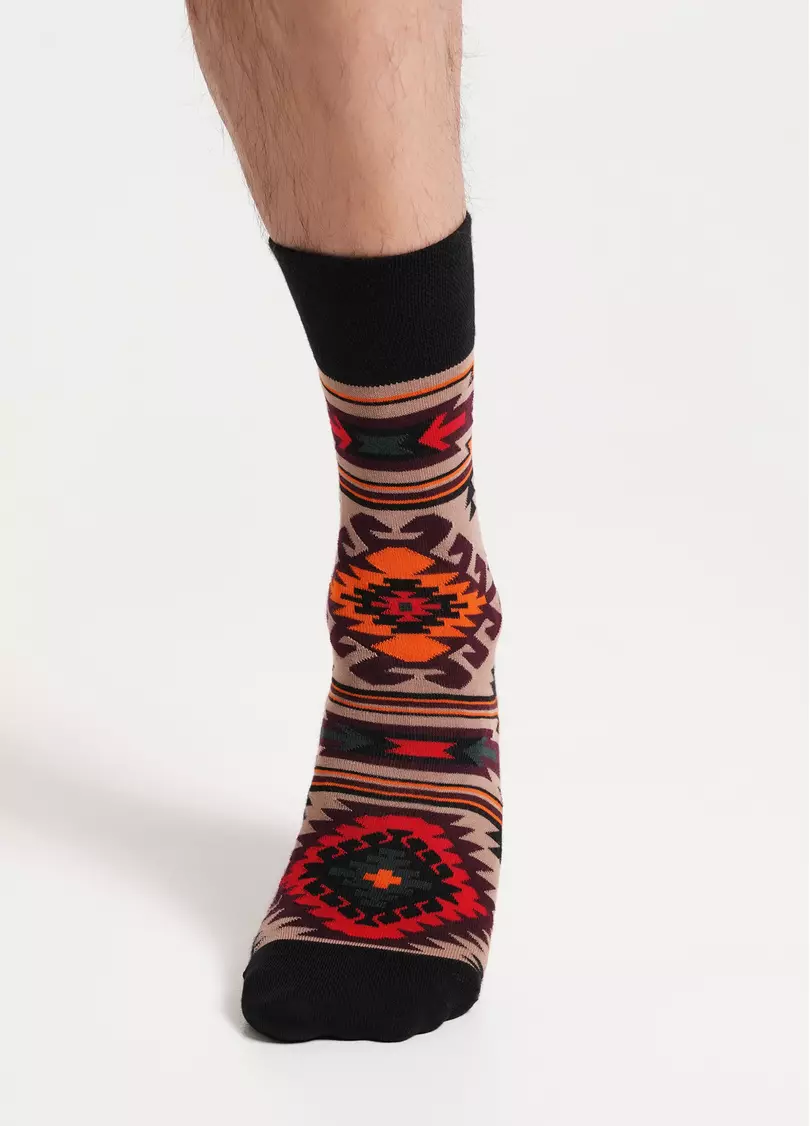 Мужские носки с украинскими узорами MS3 SOFT UKR 003 chantarel (бежевый)