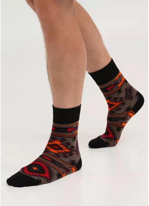 Мужские носки с украинскими узорами MS3 SOFT UKR 003 haze (коричневый)