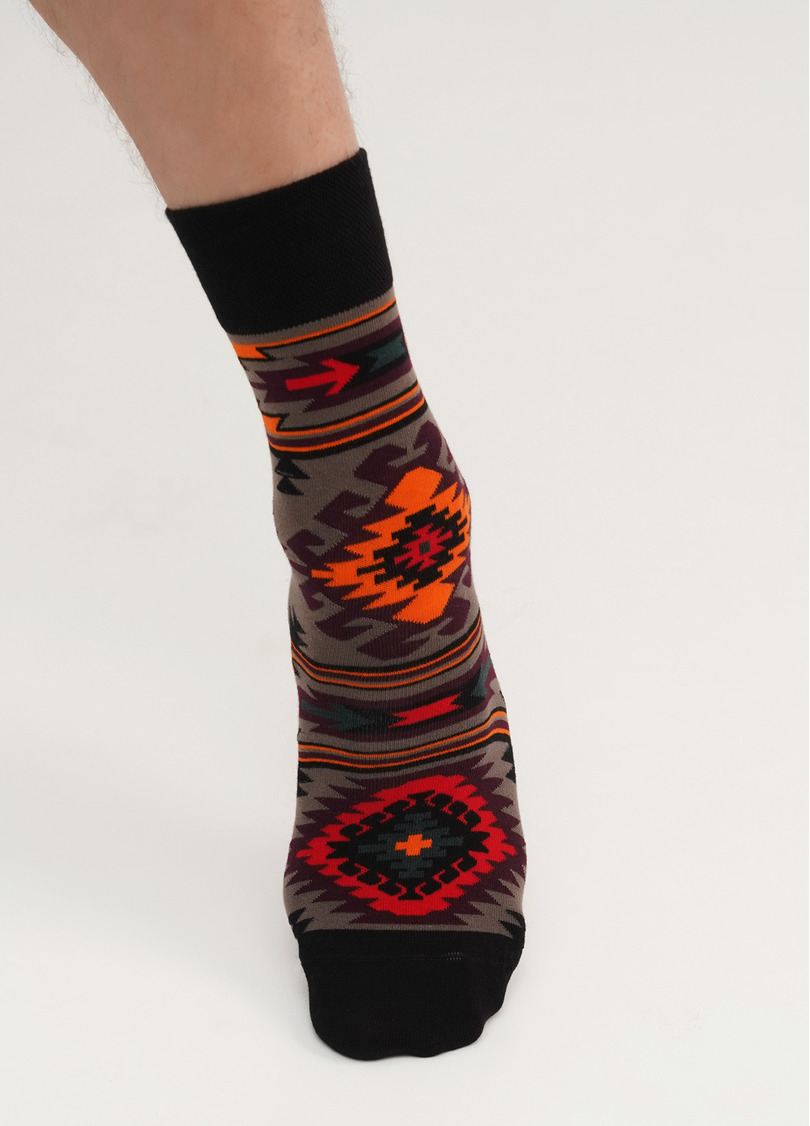 Мужские носки с украинскими узорами MS3 SOFT UKR 003 haze (коричневый)