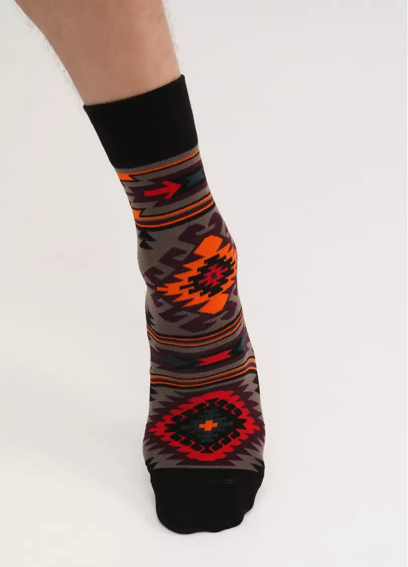 Мужские носки с украинскими узорами MS3 SOFT UKR 003 haze (коричневый)