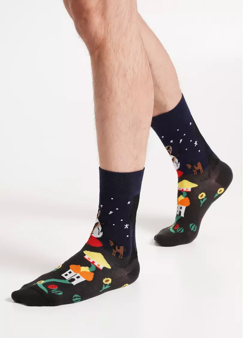 Чоловічі шкарпетки з малюнком "Козак Мамай" MS3 SOFT UKR 004 pirate black (чорний)