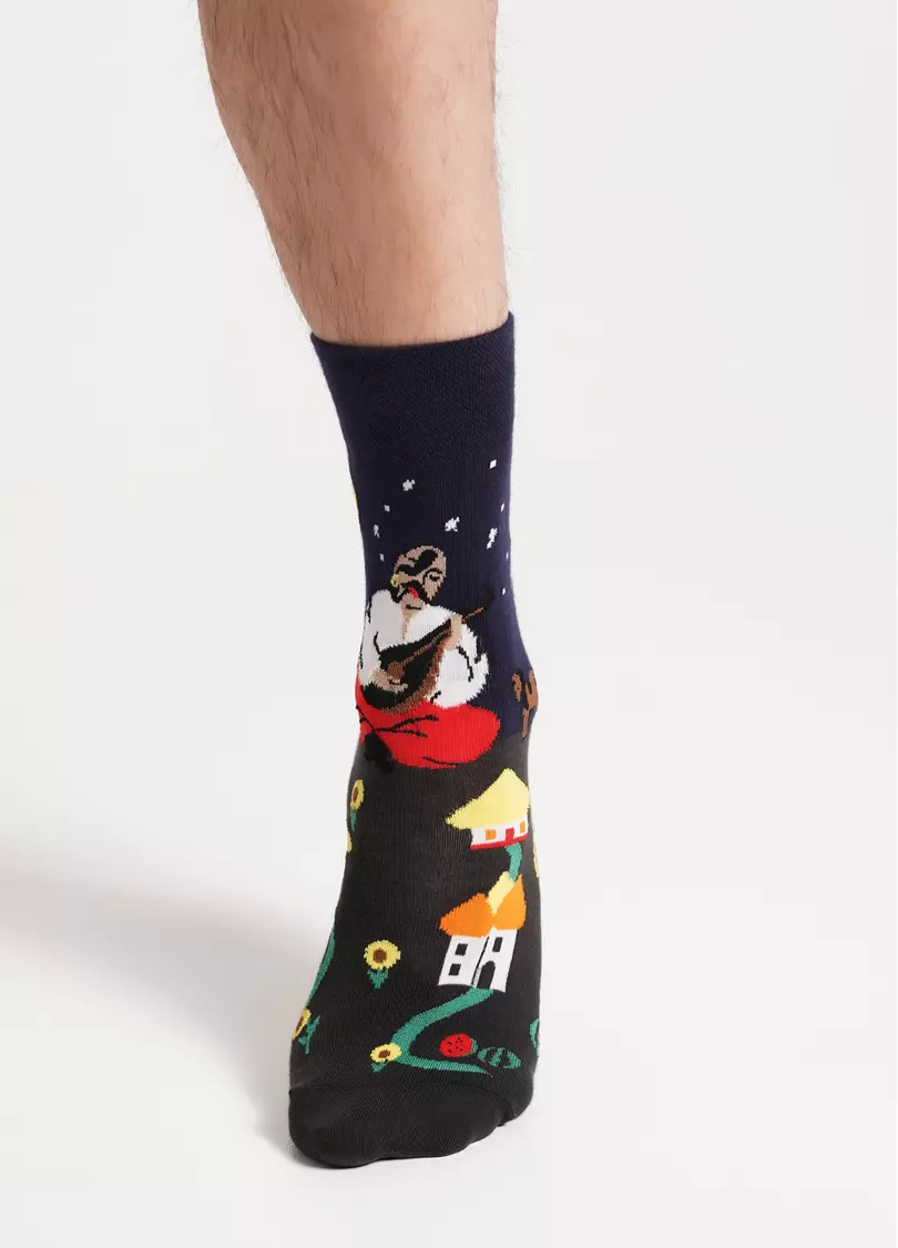 Чоловічі шкарпетки з малюнком "Козак Мамай" MS3 SOFT UKR 004 pirate black (чорний)