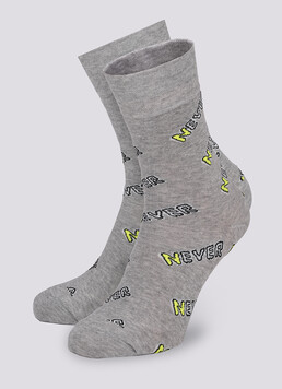 Мужские носки в надписи "NEVER" MS3 TEXT 002 light grey melange (серый меланж)