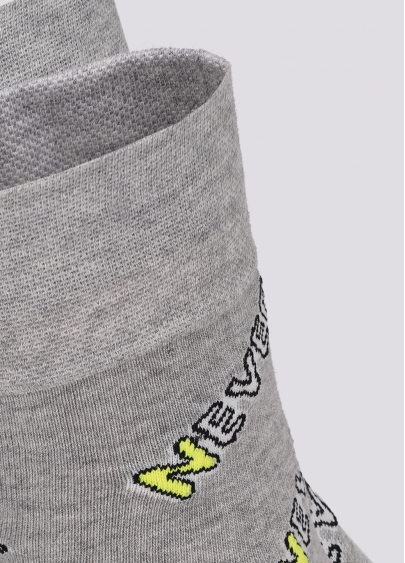 Мужские носки в надписи "NEVER" MS3 TEXT 002 light grey melange (серый меланж)
