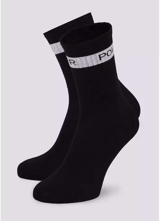 Мужские носки с надписью "POWER" по бокам MS3 TEXT STRONG 006 black (черный)