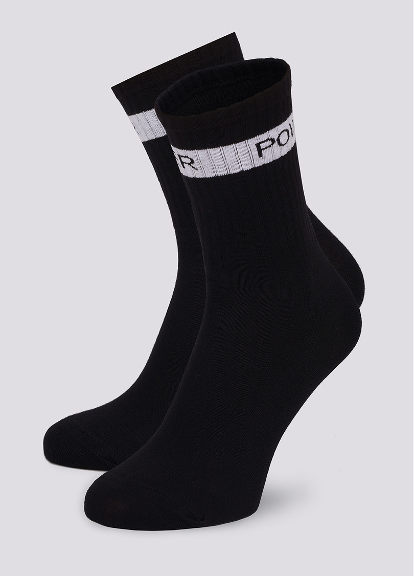 Мужские носки с надписью "POWER" по бокам MS3 TEXT STRONG 006 black (черный)