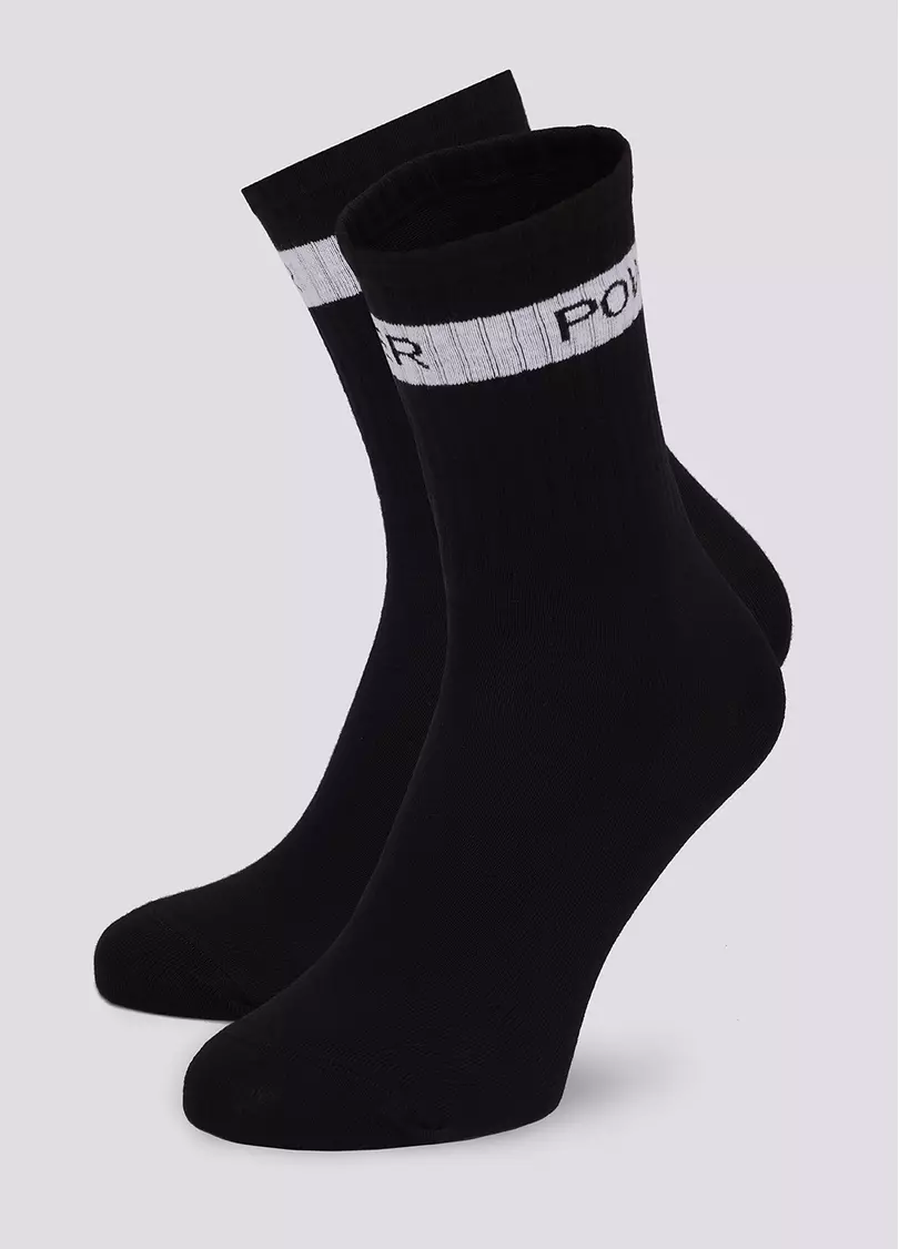 Мужские носки с надписью "POWER" по бокам MS3 TEXT STRONG 006 black (черный)