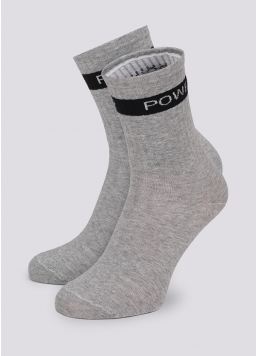 Чоловічі шкарпетки з написом "POWER" з боків MS3 TEXT STRONG 006 light grey melange (сірий меланж)