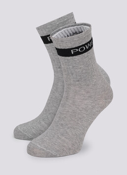 Мужские носки с надписью "POWER" по бокам MS3 TEXT STRONG 006 light grey melange (серый меланж)