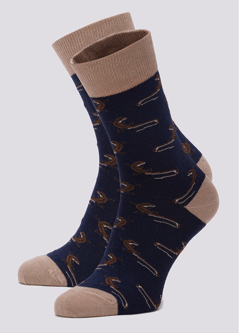 Высокие носки мужские с рисунком MS3C-020 (MSL-020 (2 р-ра) calzino) navy (синий)