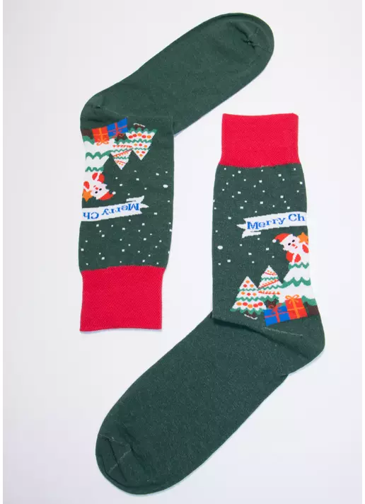 Новогодние мужские носки MS3C/Sl-NEW YEAR-004 dark green (зеленый)