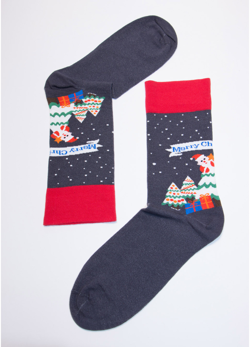 Новогодние мужские носки MS3C/Sl-NEW YEAR-004 iron (серый)