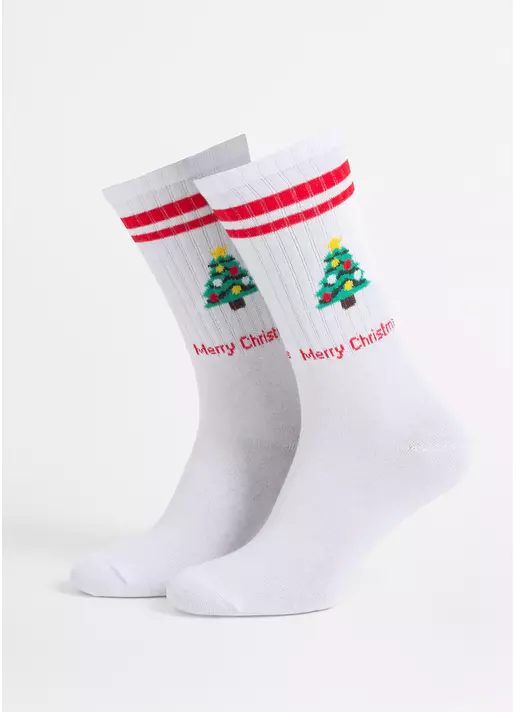 Чоловічі новорічні шкарпетки MS4 NEW YEAR STRONG 2602 white/red (білий/червоний)