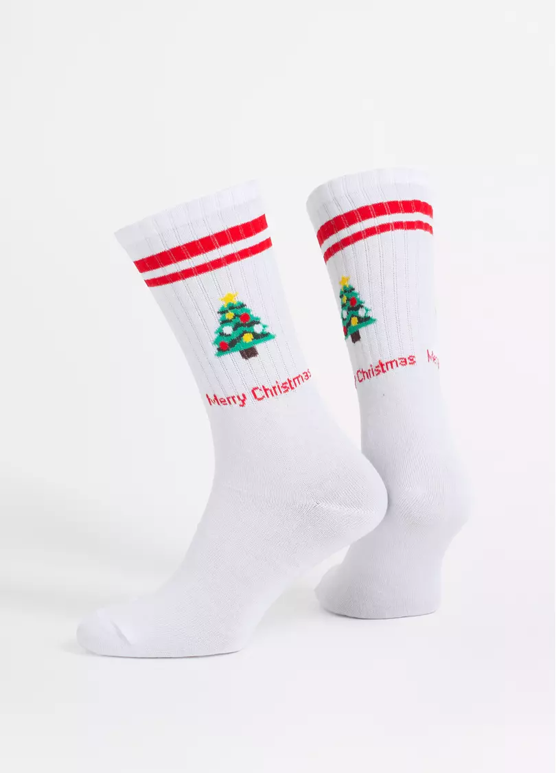 Чоловічі новорічні шкарпетки MS4 NEW YEAR STRONG 2602 white/red (білий/червоний)