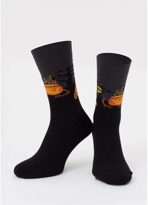 Чоловічі шкарпетки високі з гарбузами MS3 HALLOWEEN 2303 pirate black (чорний)
