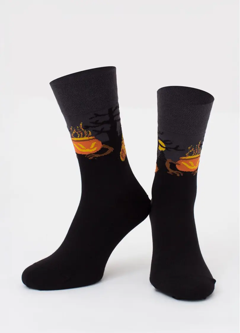 Чоловічі шкарпетки високі з гарбузами MS3 HALLOWEEN 2303 pirate black (чорний)