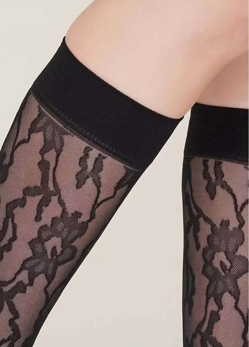 Женские гольфы с цветочным рисунком DG-02