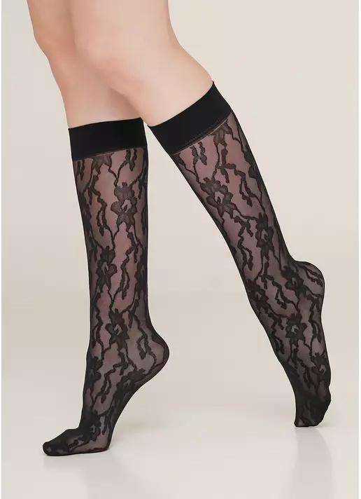 Женские гольфы с цветочным рисунком DG-02