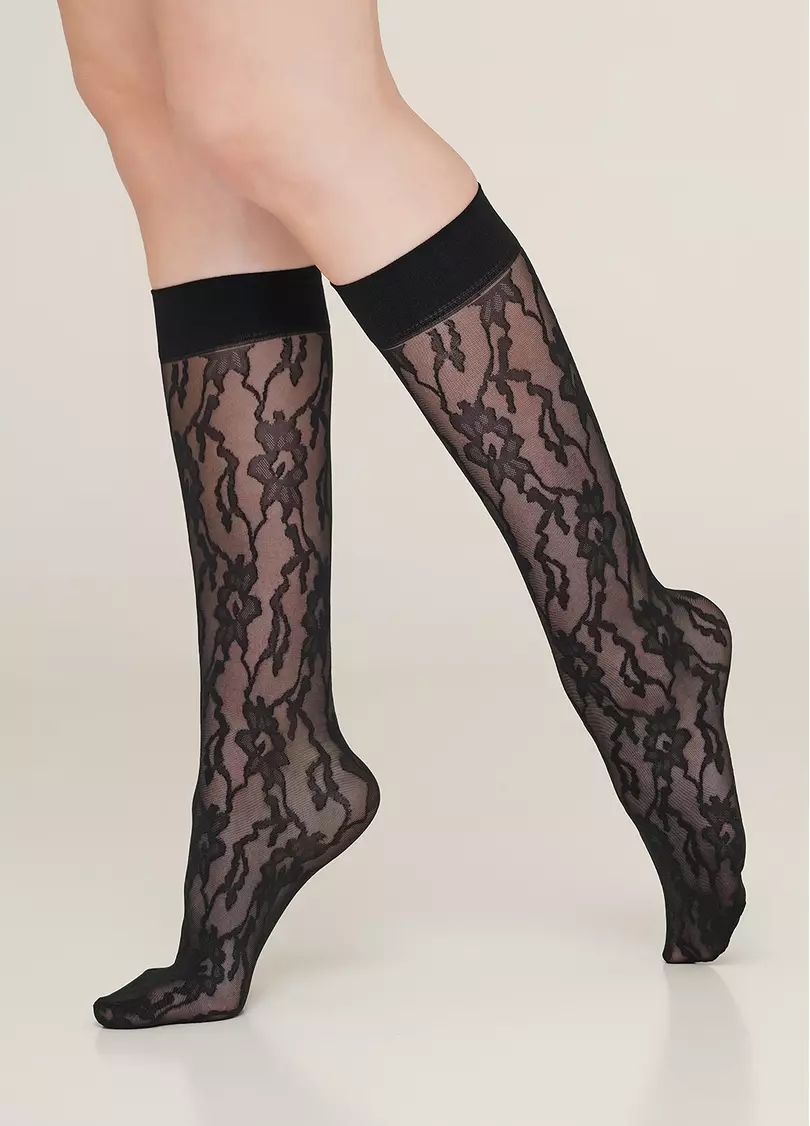 Женские гольфы с цветочным рисунком DG-02