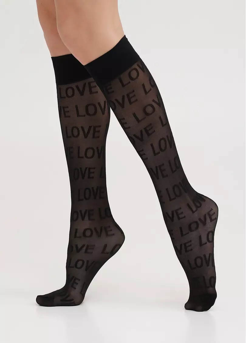 Гольфы в надписи Love DG-05 nero (черный)