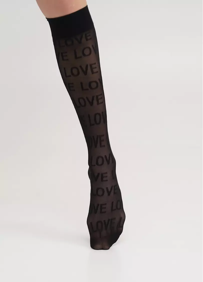 Гольфы в надписи Love DG-05 nero (черный)