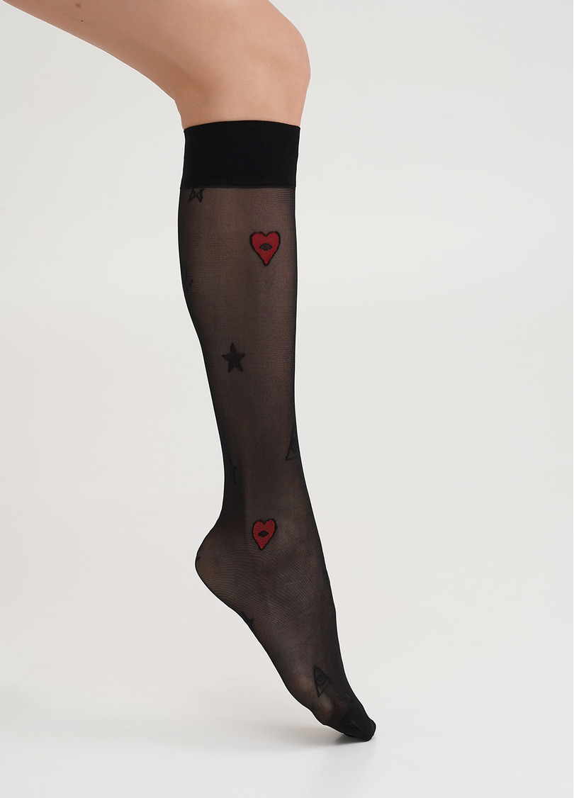 Прозорі гольфи з тату DG-06 nero (чорний)