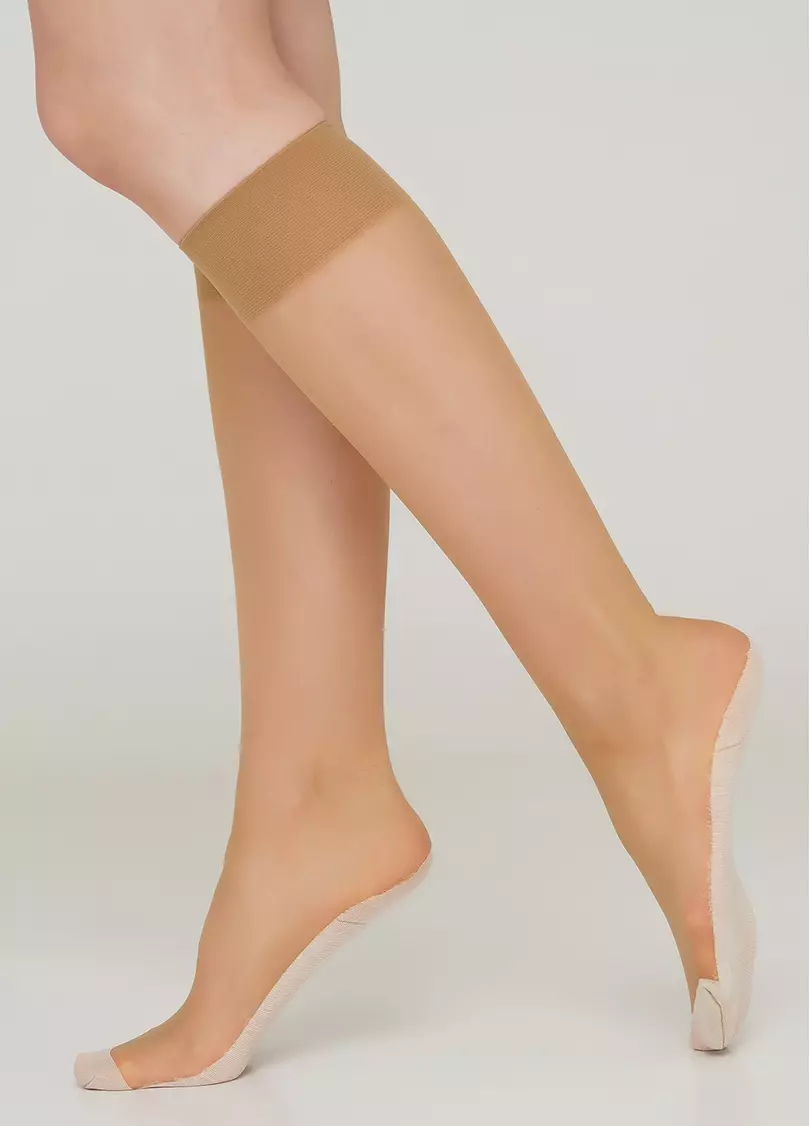 Женские гольфы с хлопковыми подследниками FOOTIES STYLE KNEE-HIGH 20 daino (бежевый)