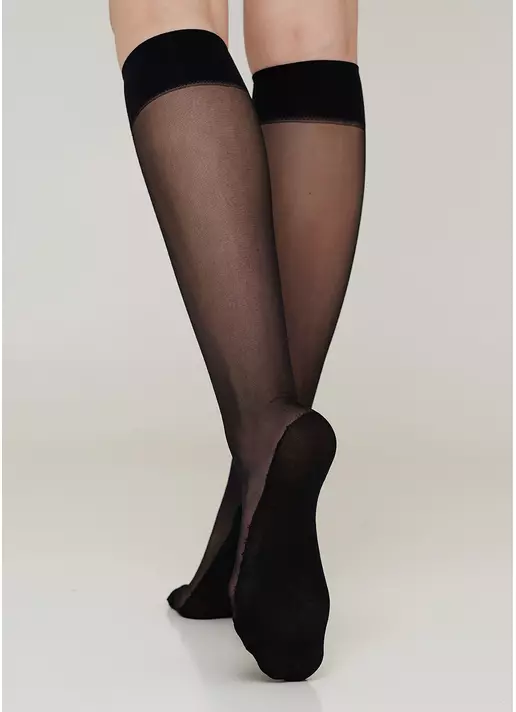 Женские гольфы с хлопковыми подследниками FOOTIES STYLE KNEE-HIGH 20 nero (черный)